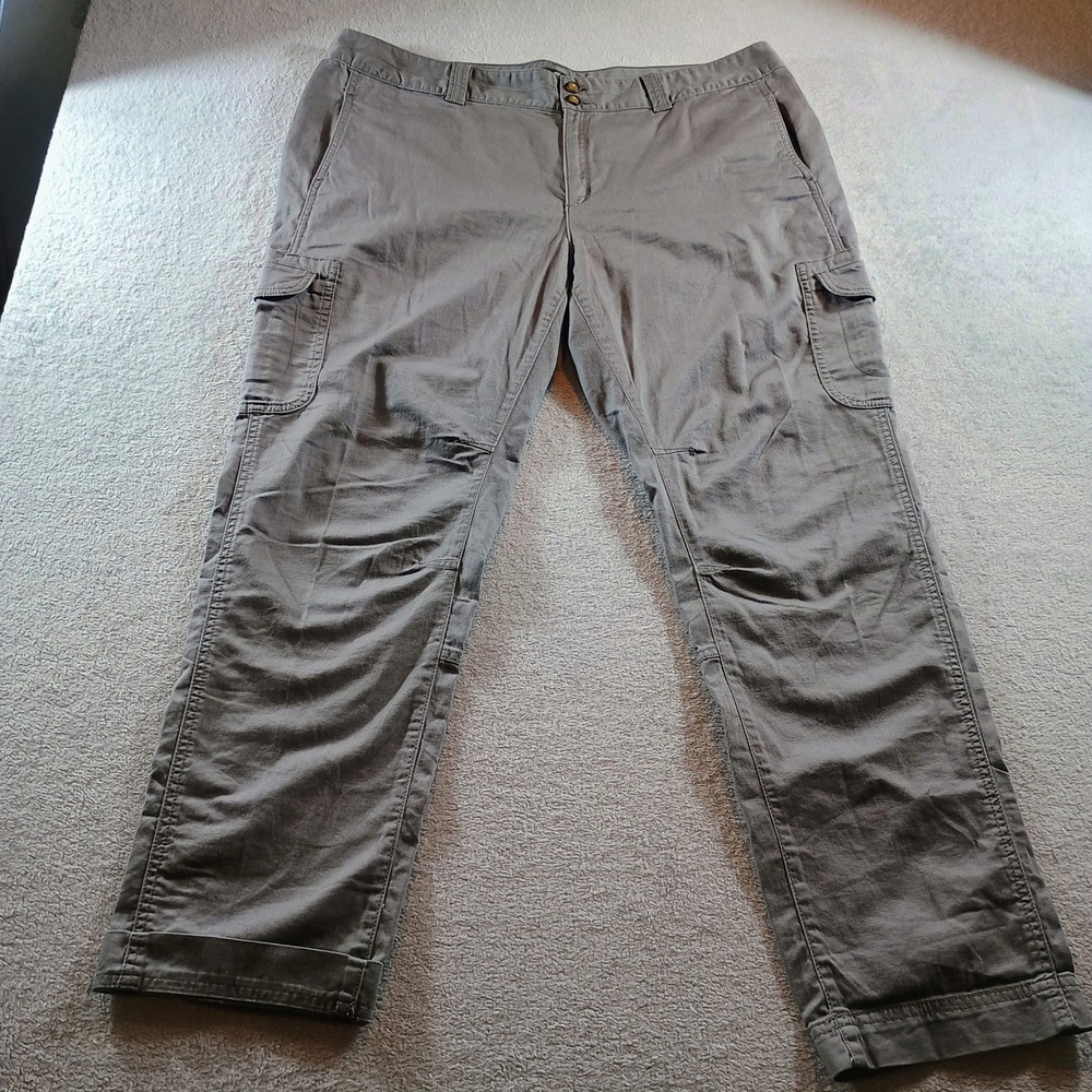 Eddie Bauer Women Cargo Pants Gray 40 Utility Multi-Pocket Straight Leg‎